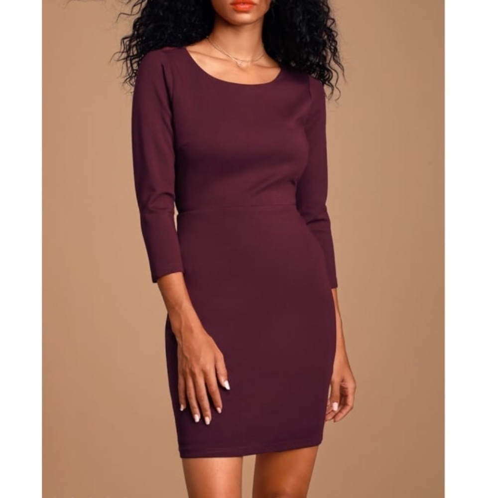 𝅺NWT LULUS Love Language Plum Lace Backless Dress M - Picture 4 of 11